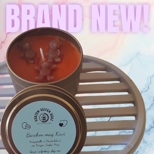 Duftkerze „Bärchen mag Kiwi“ – Fruchtiger Spaß mit Wohlfühlfaktor 🐻🥝