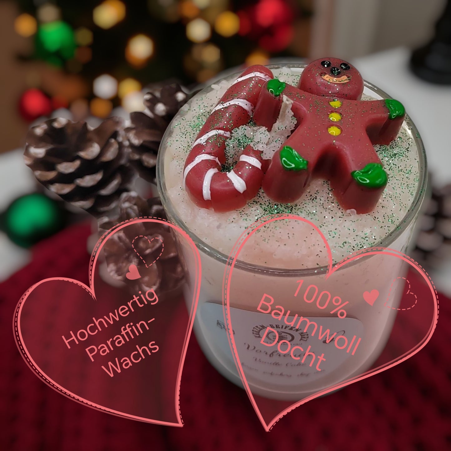 Handgemachte Weihnachtskerzen im Glas als kleines Weihnachtsgeschenk, Kerzen-Seifen Herz Delitzsch