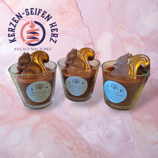 Handgemachte Nadelwaldzauber Duftkerze Patchouli Kiefernadel, Waldduft im Glas, Kerzen-Seifen Herz