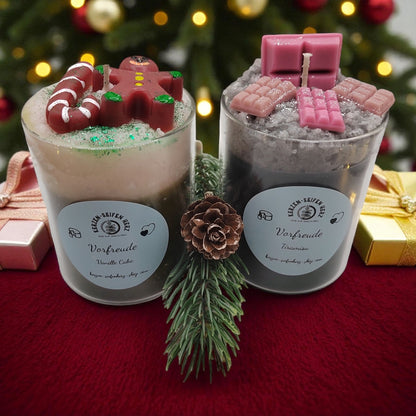 Handgemachte Weihnachtskerzen im Glas als kleines Weihnachtsgeschenk, Kerzen-Seifen Herz Delitzsch