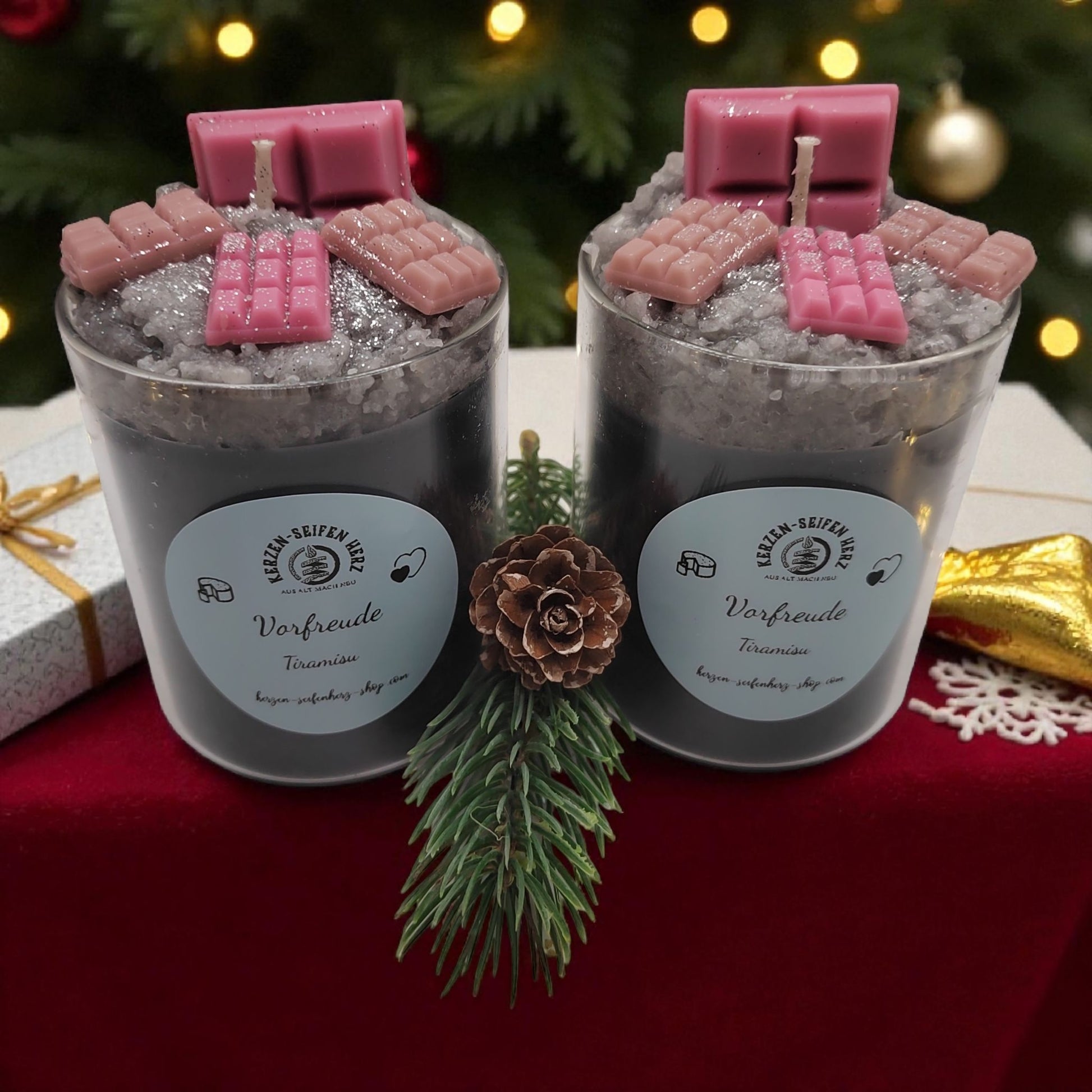 Handgemachte Weihnachtskerzen im Glas als kleines Weihnachtsgeschenk, Kerzen-Seifen Herz Delitzsch