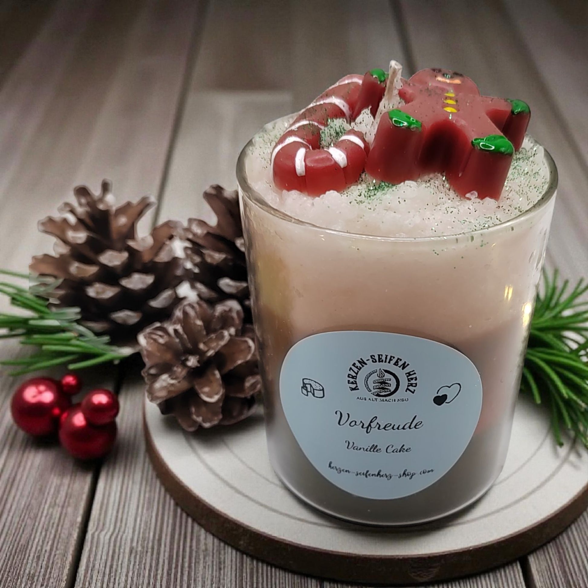 Handgemachte Weihnachtskerzen im Glas als kleines Weihnachtsgeschenk, Kerzen-Seifen Herz Delitzsch