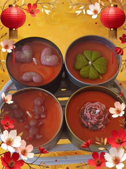 Handgemachtes Duftkerzen-Set 4 Düfte pure Geborgenheit, Geschenkset Frauen, Kerzen-Seifen Herz Delitzsch