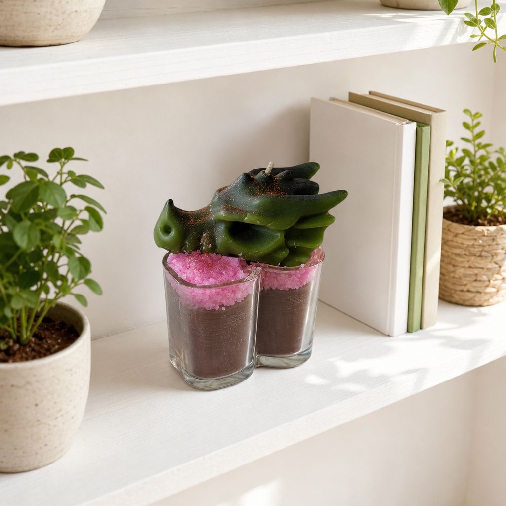 „Drachenherz“ – Dragonfruit-Duftkerze im Glas mit Drachen