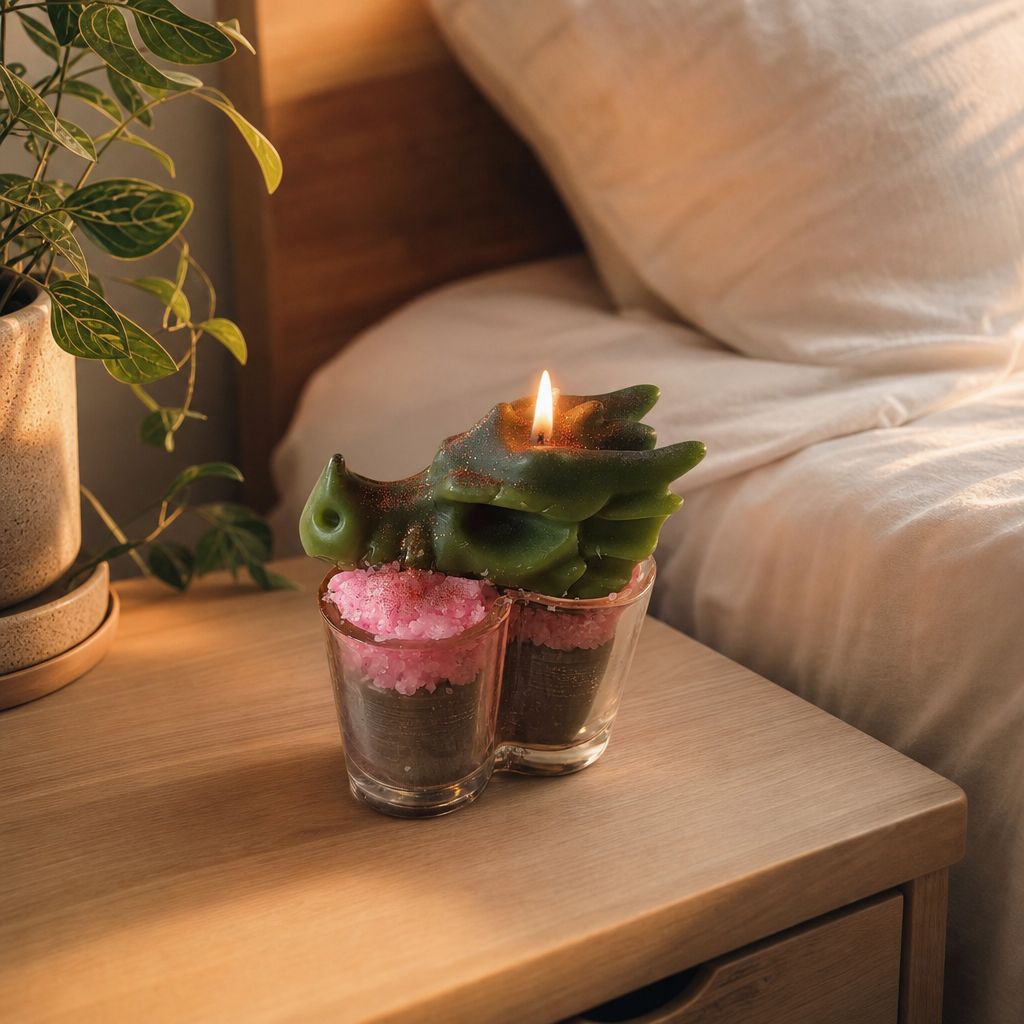 „Drachenherz“ – Dragonfruit-Duftkerze im Glas mit Drachen