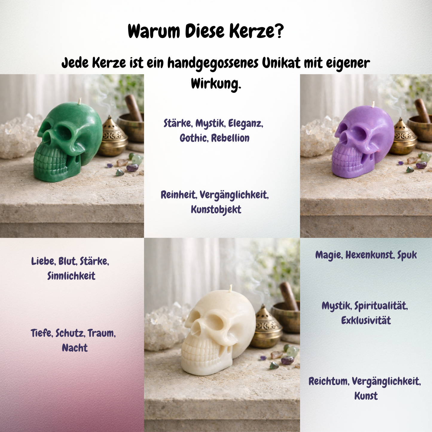 Gothic Deko – Totenkopf Kerze im Dark-Aesthetic-Stil