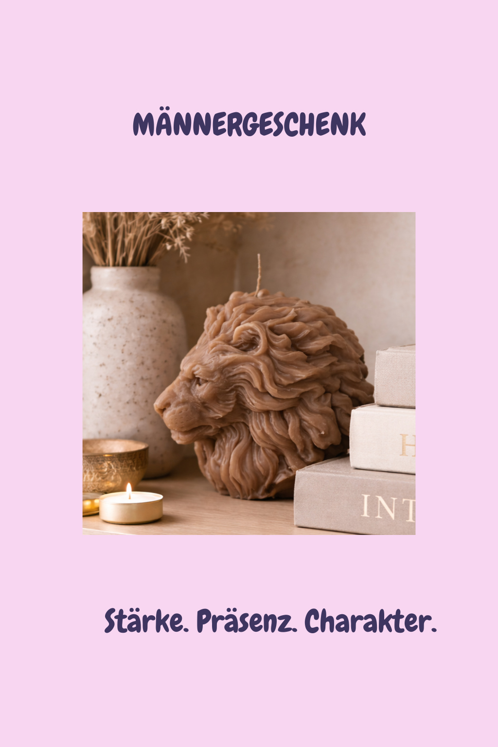 Symbol für Stärke und Kraft – Löwenkopf Kerze