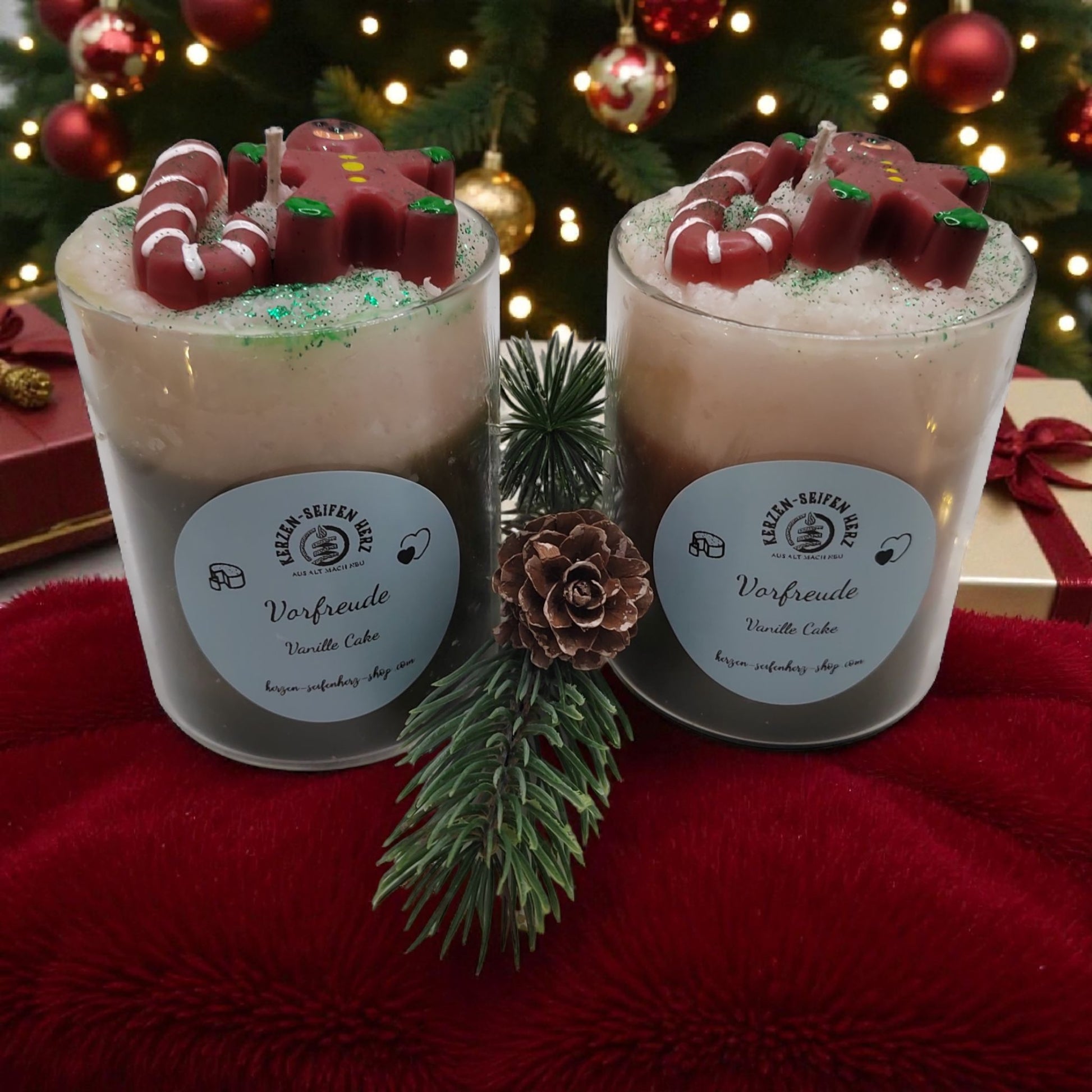 Handgemachte Weihnachtskerzen im Glas als kleines Weihnachtsgeschenk, Kerzen-Seifen Herz Delitzsch