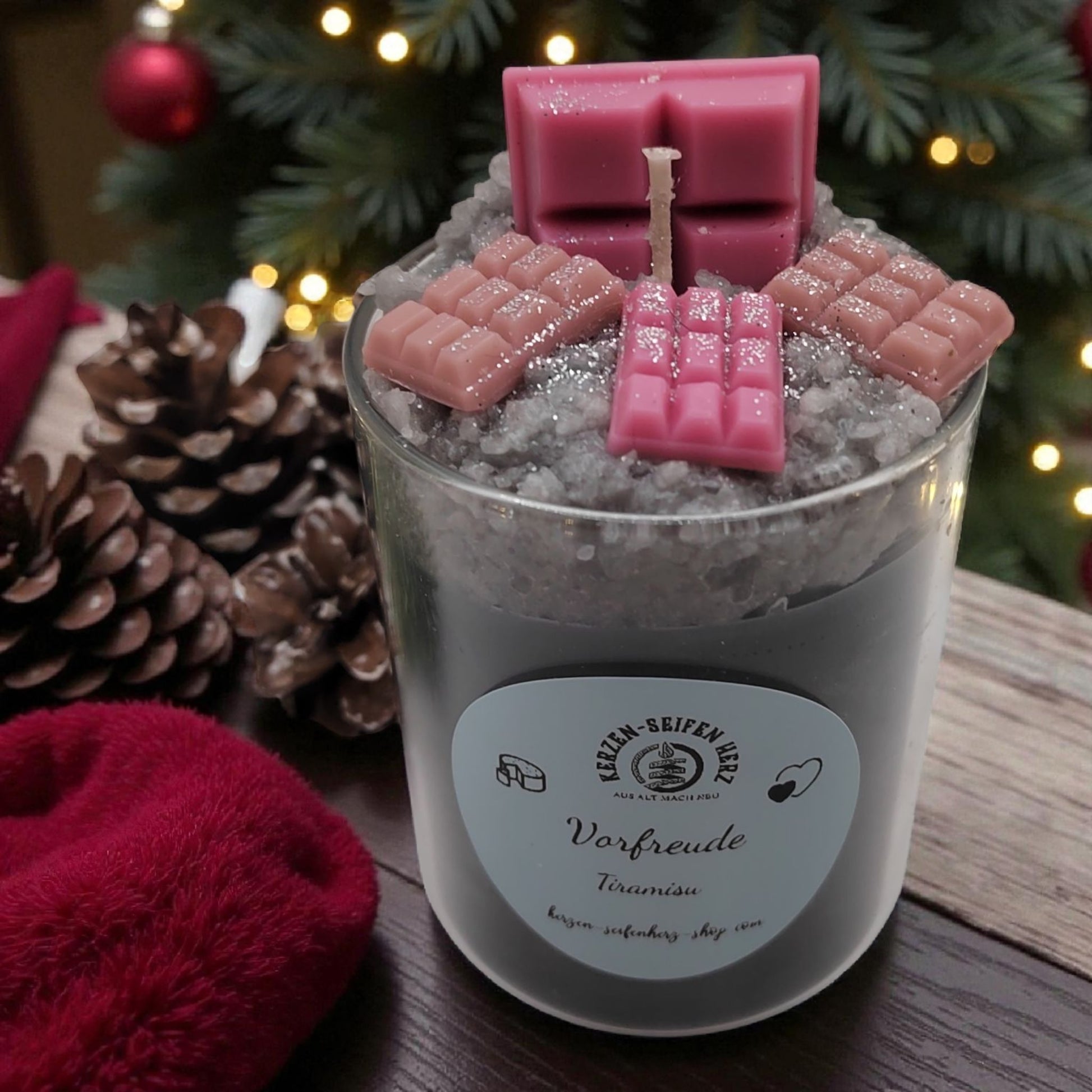 Handgemachte Weihnachtskerzen im Glas als kleines Weihnachtsgeschenk, Kerzen-Seifen Herz Delitzsch