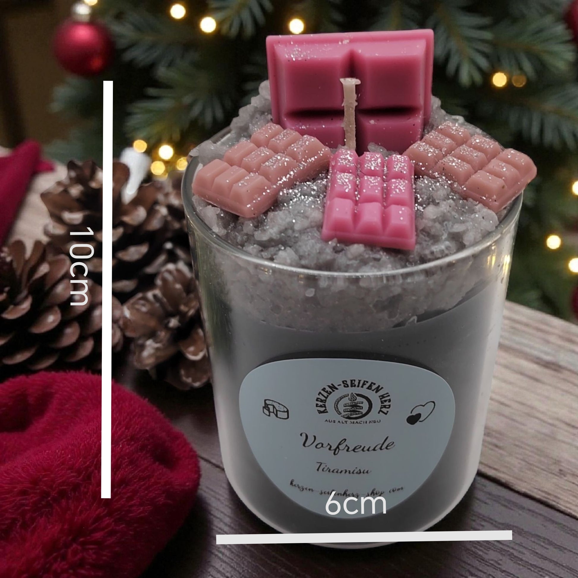 Handgemachte Weihnachtskerzen im Glas als kleines Weihnachtsgeschenk, Kerzen-Seifen Herz Delitzsch